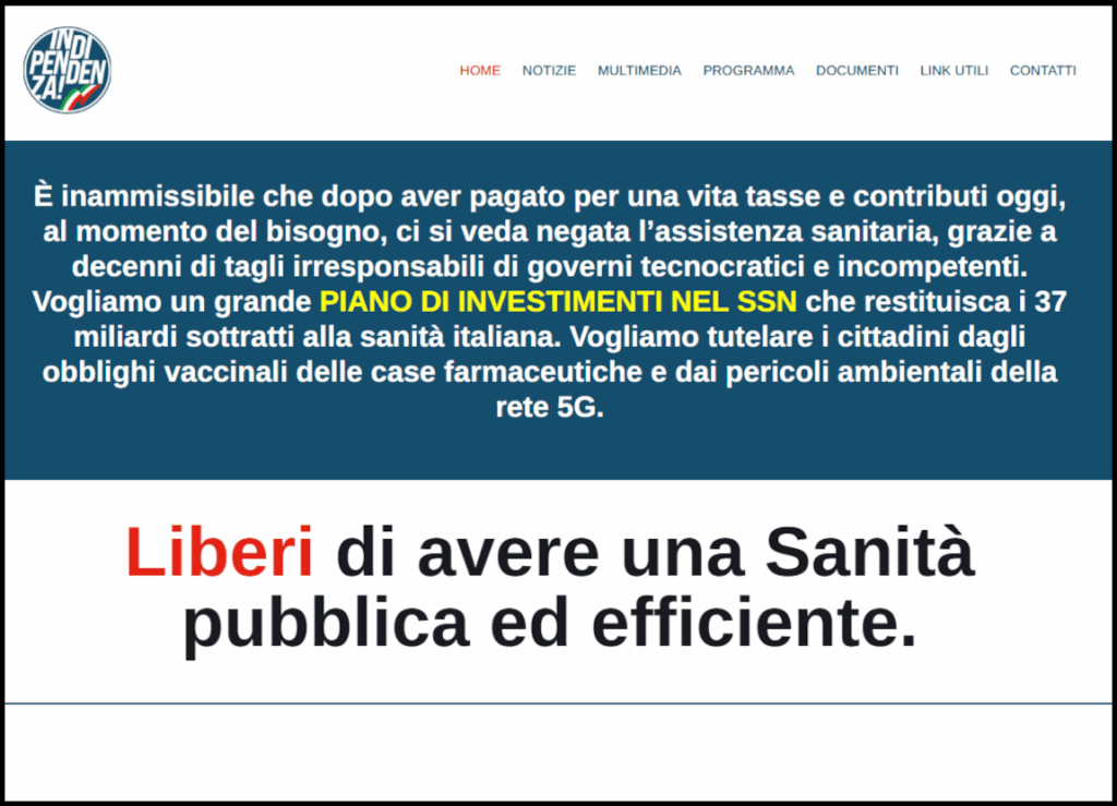 Il sito di Indipendenza Salute.